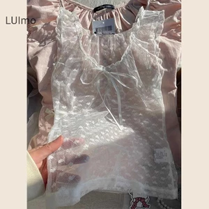 LUImo Mùa Hè Ngọt Ngào BM Phong Cách Tình Yêu Thêu Cổ Chữ V Không Tay Ren Cho Nữ SBS