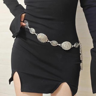 Phong Cách Retro Nữ Kim Loại Dây Xích Thắt Lưng Điều Chỉnh Trang Trí Vòng Tròn Khắc Dây Xích Thắt Lưng Cao Cấp Phụ Kiện