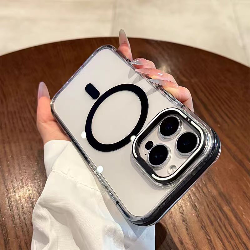 Ốp lưng cứng acrylic trong suốt / Giá đỡ tương thích cho iPhone 12 pro max 13 pro max 14 pro max 15 pro max 16 pro max