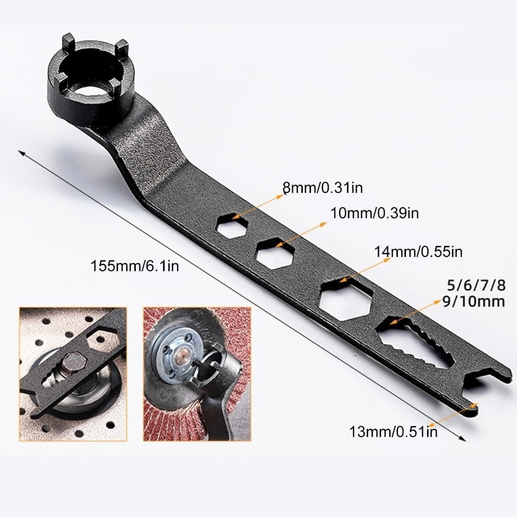 Cờ lê máy mài góc bốn móng vuốt Loại bỏ điều chỉnh tay 150mm,3trong 1 Cờ lê kim loại để tháo gỡ máy mài góc loại - FE123