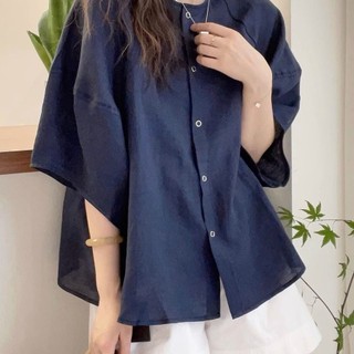 Kích Thước Lớn Rời Thường Ngày Đơn Giản Hàng Ngày Áo Sơ Mi Tay Ngắn Màu Trơn Phù Hợp Với Người Đi Làm Phong Cách Thời Trang Mỏng Hơn Nhìn Cổ Tròn Top