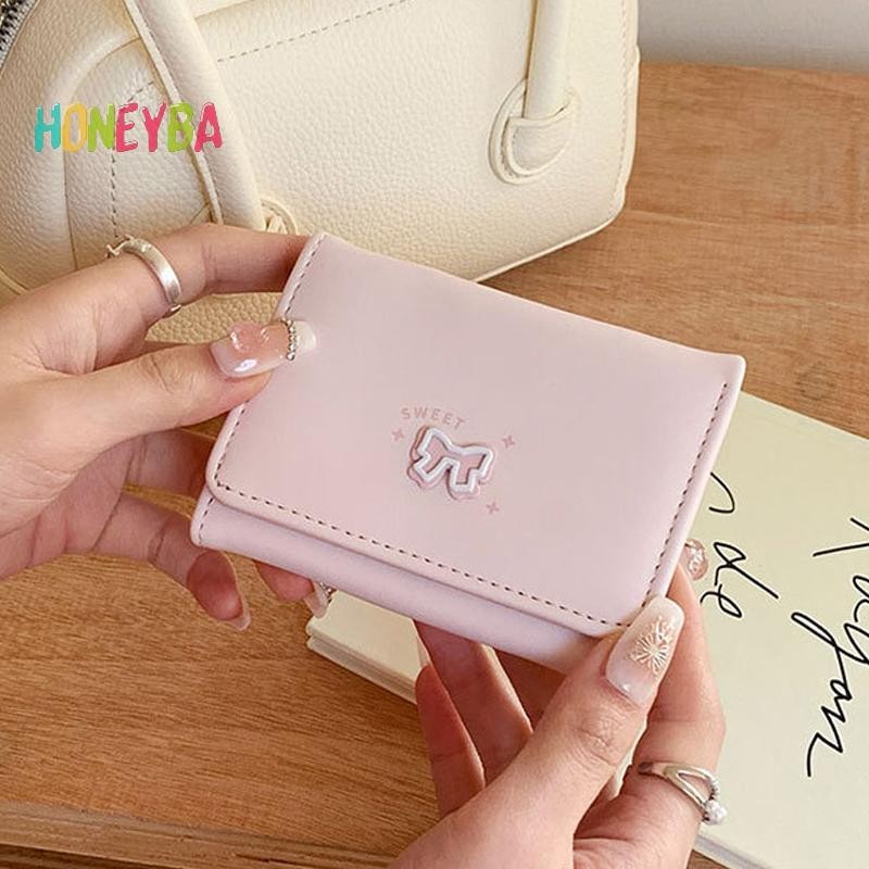 < Honeyba > Ví Nơ Hàn Quốc Thời Trang Và Thường Ngày Ví Nữ Ngắn Đổi Thẻ Túi