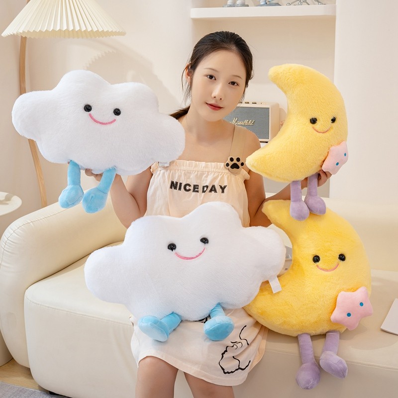 Rytanda Mặt Trăng Sang Trọng Đồ Chơi Mô Phỏng Dễ Thương Mây Trắng Gối Mềm Làm Đầy Sofa Đệm Vui Vẻ Quà Tặng Sinh Nhật Trang Trí Giáng Sinh Trẻ Em Bạn Gái Quà Tặng