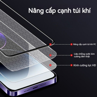 Kính cường lực iPhone đệm khí, chống sốc, siêu nét, chống ánh sáng xanh, cho iPhone 11 12 13 14 15 16 17 Pro Max 17 Air