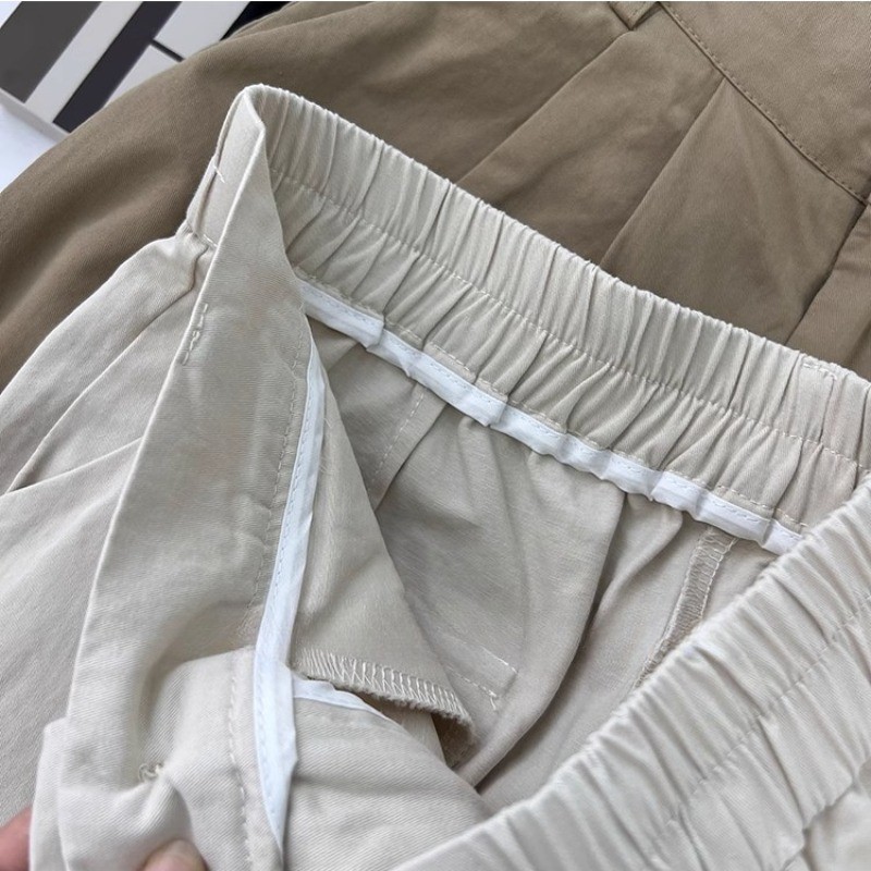 SUXI Quần short đi làm lưng cao kaki đơn giản dành cho nữ mùa hè mới 250530