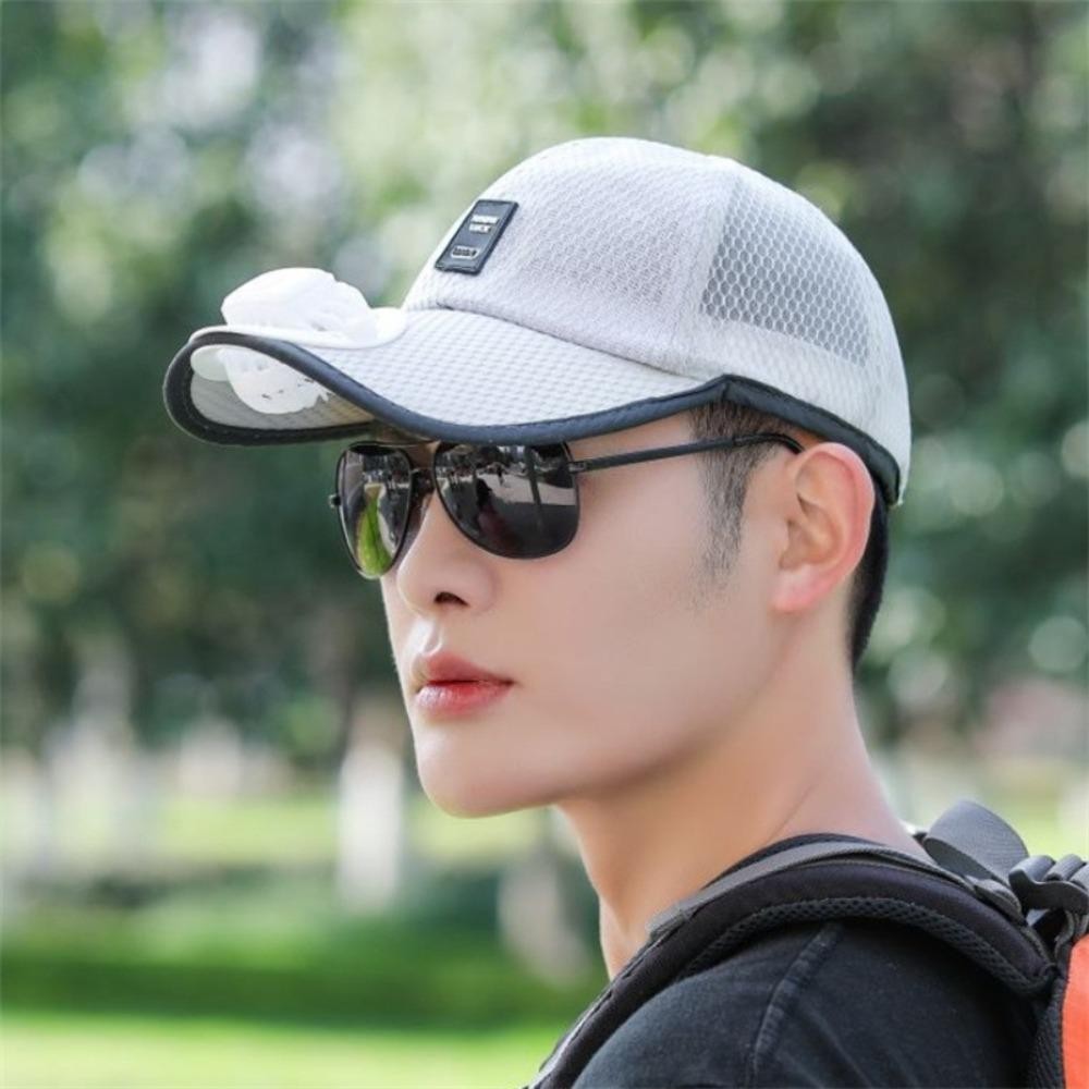 Mũ thể thao HOBBYIN vành rộng bảo vệ tia cực tím, tích hợp quạt sạc thoáng khí cho câu cá & golf