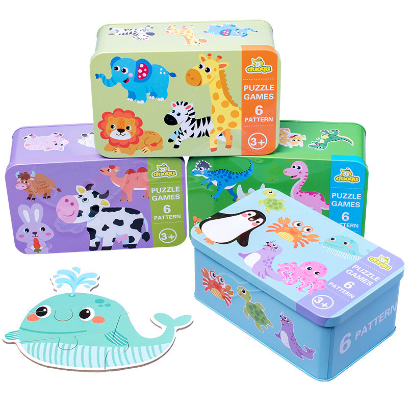 Trẻ Sơ Sinh Xếp Hình Động Vật Hộp Quà Tặng Trẻ Em Nhận Thức Phù Hợp Với Xếp Hình Mẫu Giáo Giáo Giáo Dục Sớm Đồng Hành Đồ Chơi