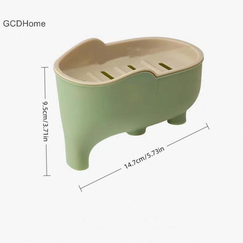 GCDHome 1 / 4 Hộp Xà Phòng Hai Lớp Sáng Tạo Voi Dễ Thương Phòng Tắm Phụ Kiện Trang Trí Nhà Cửa Trẻ Em Chống Thấm Nước Thoát Giá Nóng