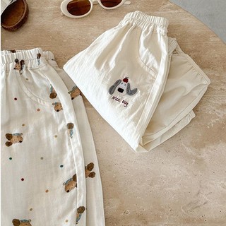 Quần chống muỗi mùa hè mới dễ thương cho trẻ em, quần cotton gạc thoáng khí cho bé trai và bé gái, quần mỏng điều hòa cho chó con