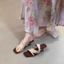 Phong cách Hàn Quốc Dép sandal nữ cao gót 4.5 phân quai ngang mẫu hot