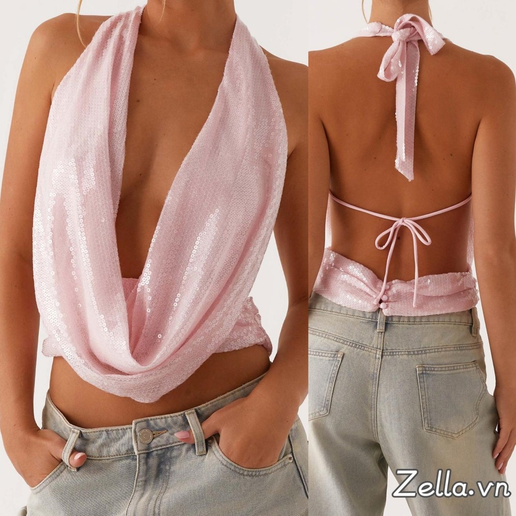 Áo ba lỗ mùa hè dành cho nữ áo vest không tay sequin lấp lánh