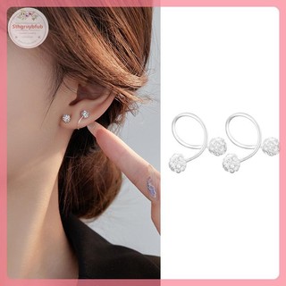 STHB 2 Chiếc Bông Tai Hạt Zircon Tinh Tế Cho Nữ Bé Gái Hợp Thời Trang Tối Giản Thông Qua Vít Phụ Kiện Trang Sức Quà Tặng VN