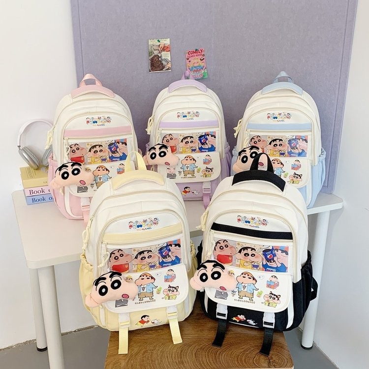 GC2 Crayon Shin-chan Ba Lô Dành Cho Học Sinh Dung Tích Lớn In Nhẹ Hoạt Hình Nữ Đi Học CG2