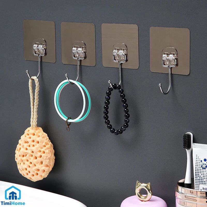 Combo 50 Chiếc Móc Dán Tường Inox Chịu Lực Đa Năng Tiện Ích. Móc Dính Tường Treo Đồ Siêu Dính.