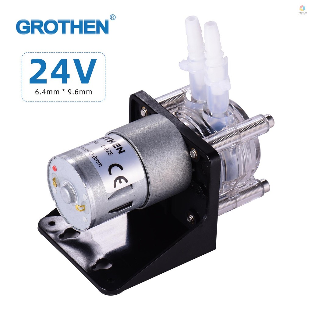 Máy bơm nhu động GROTHEN DC 24V có ống silicon Máy bơm chất lỏng nước lưu lượng cao Máy bơm chân không định lượng tự mồi Chống ăn mòn Lưu lượng có thể điều chỉnh cho các phân tích hóa học phòng thí nghiệm bể cá DIY