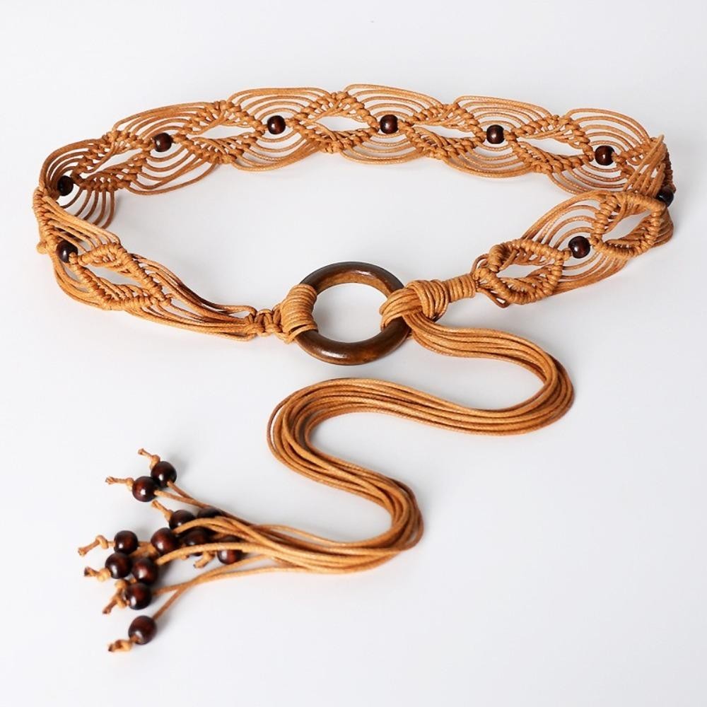 TRACEILLOIAN Hạt Thắt Lưng Nữ Bện - Thắt lưng rộng phong cách Bohemia retro, phụ kiện thời trang cho đầm