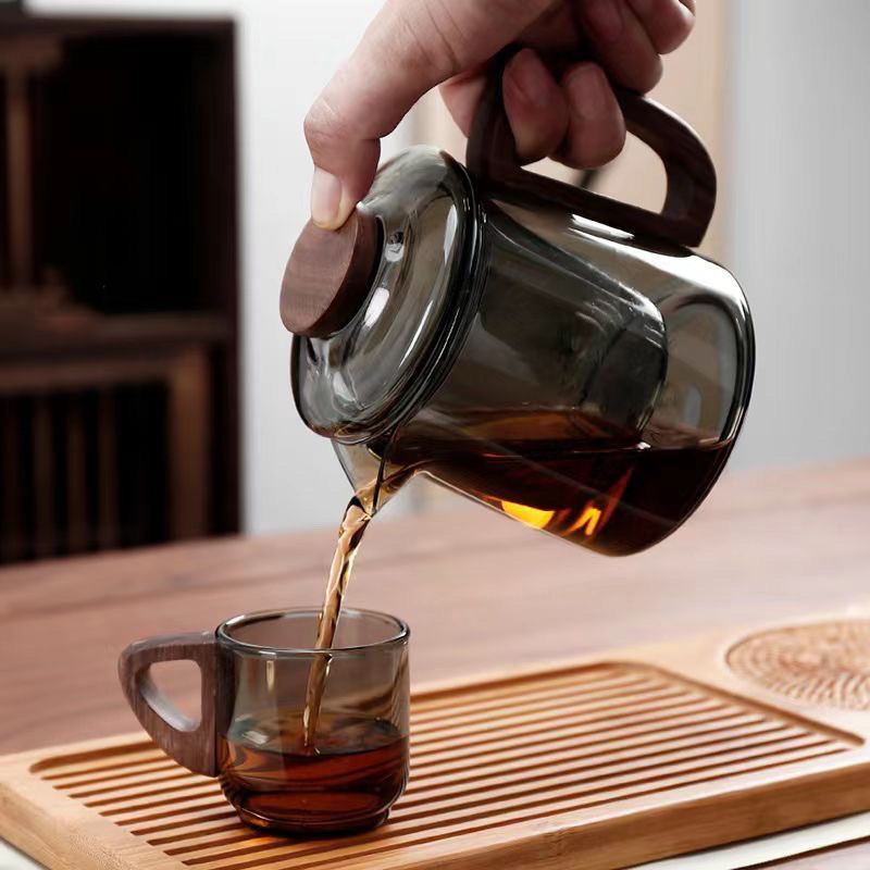 Quả óc chó Ấm Trà Bộ Ấm Trà Chống bỏng Kính Dày 500ml Văn Phòng Hộ Gia Đình Trà Nước Thiết Kế Riêng Biệt