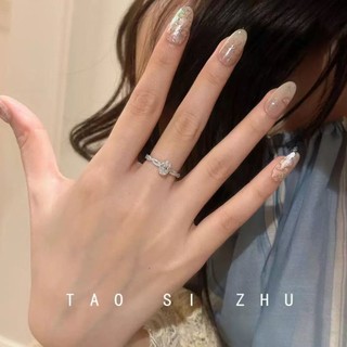Nhẫn Bạc Nữ Kim Cương Lớn Hình Bầu Dục Điều Chỉnh được Nhẫn Nữ Micro Lát Zircon Xoắn Vòng Xoắn Ốc Sang Trọng Cao Cấp