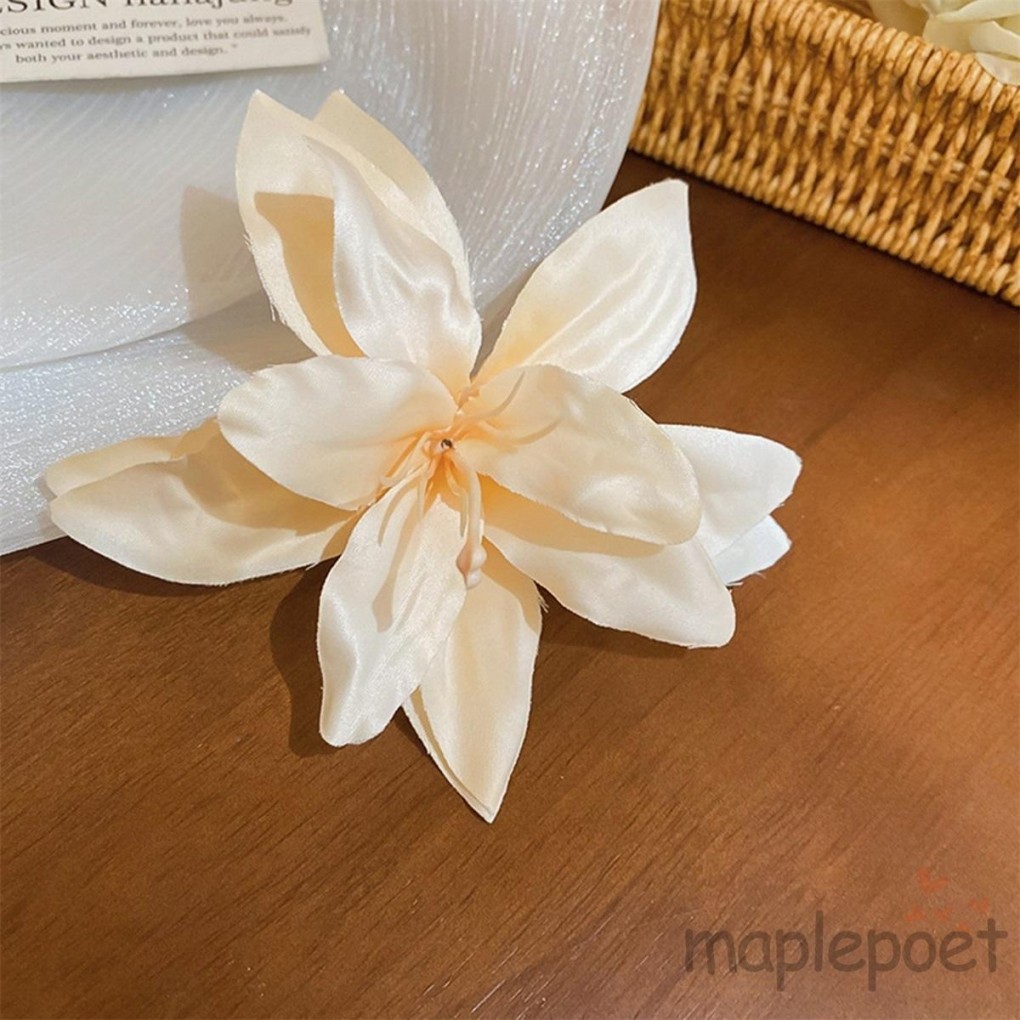 MAPLEPOET - Elegant Nhân Tạo Hoa Lily Chân Tóc Barrettes Vintage Phụ Kiệu Tóc Cho Nữ