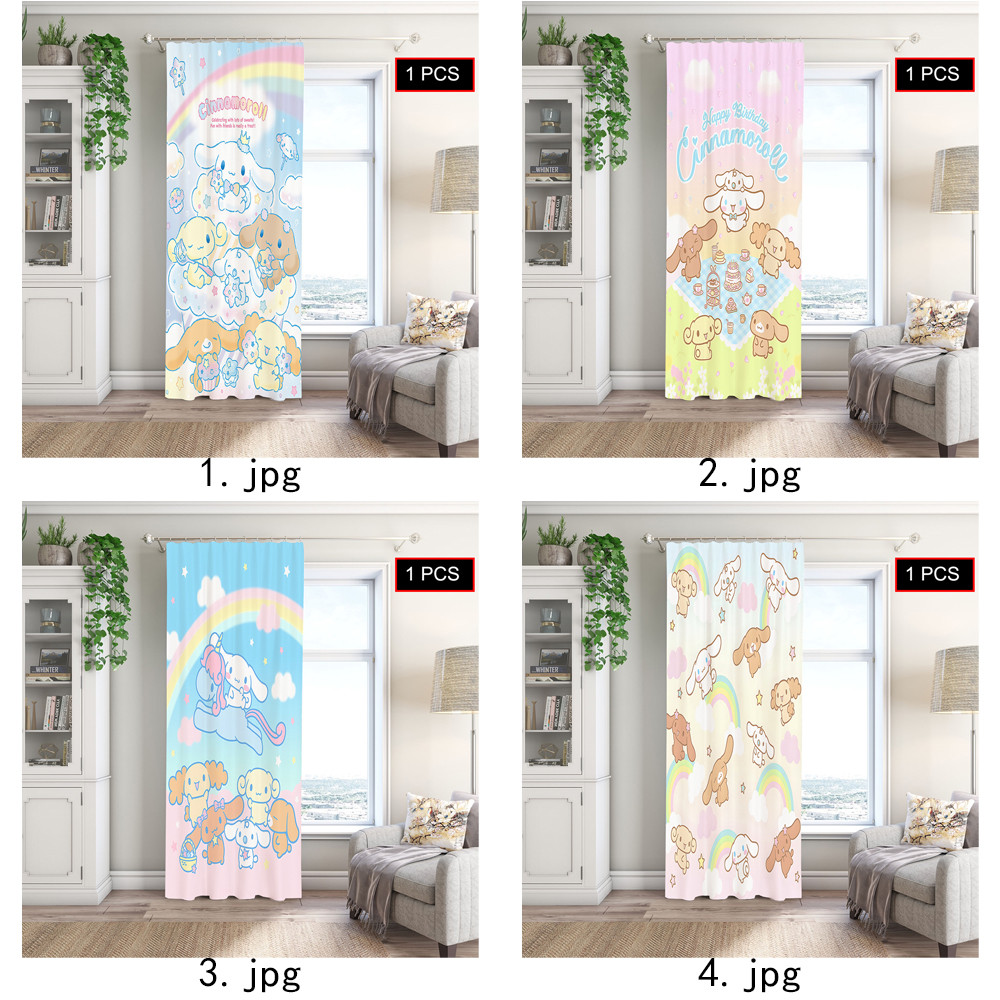 Rèm Sanrio Cinnamoroll, Thích Hợp Cho Phòng Khách, Phòng Ngủ, Máy Có Thể Giặt Màn Polyester 1PC