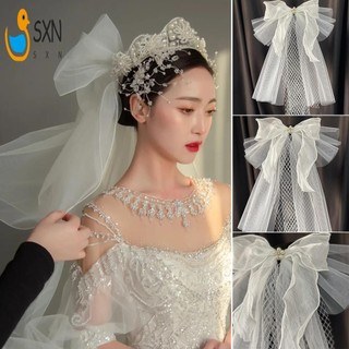 Nữ Ngắn Cô Dâu Veil Với Ngọc Trai Lấp Lánh Kẹp Hóa Đơn Vịt Cố Định Mũ Đội Đầu Cho Đám Cưới Hóa Trang Hẹn Hò