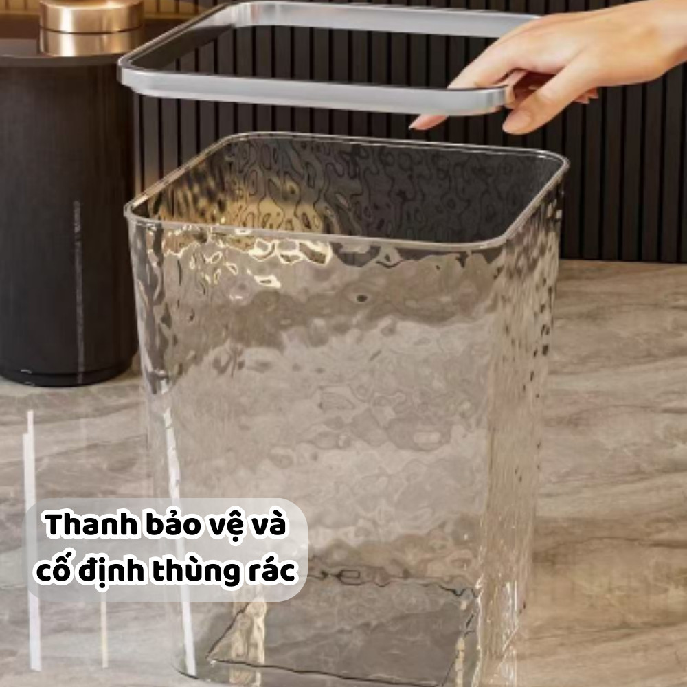 Thùng Đựng Rác Trong Suốt Vân Kim Cương DINOHOME, Xô Trong Suốt Đựng Đồ Đa Năng Tiện Lợi