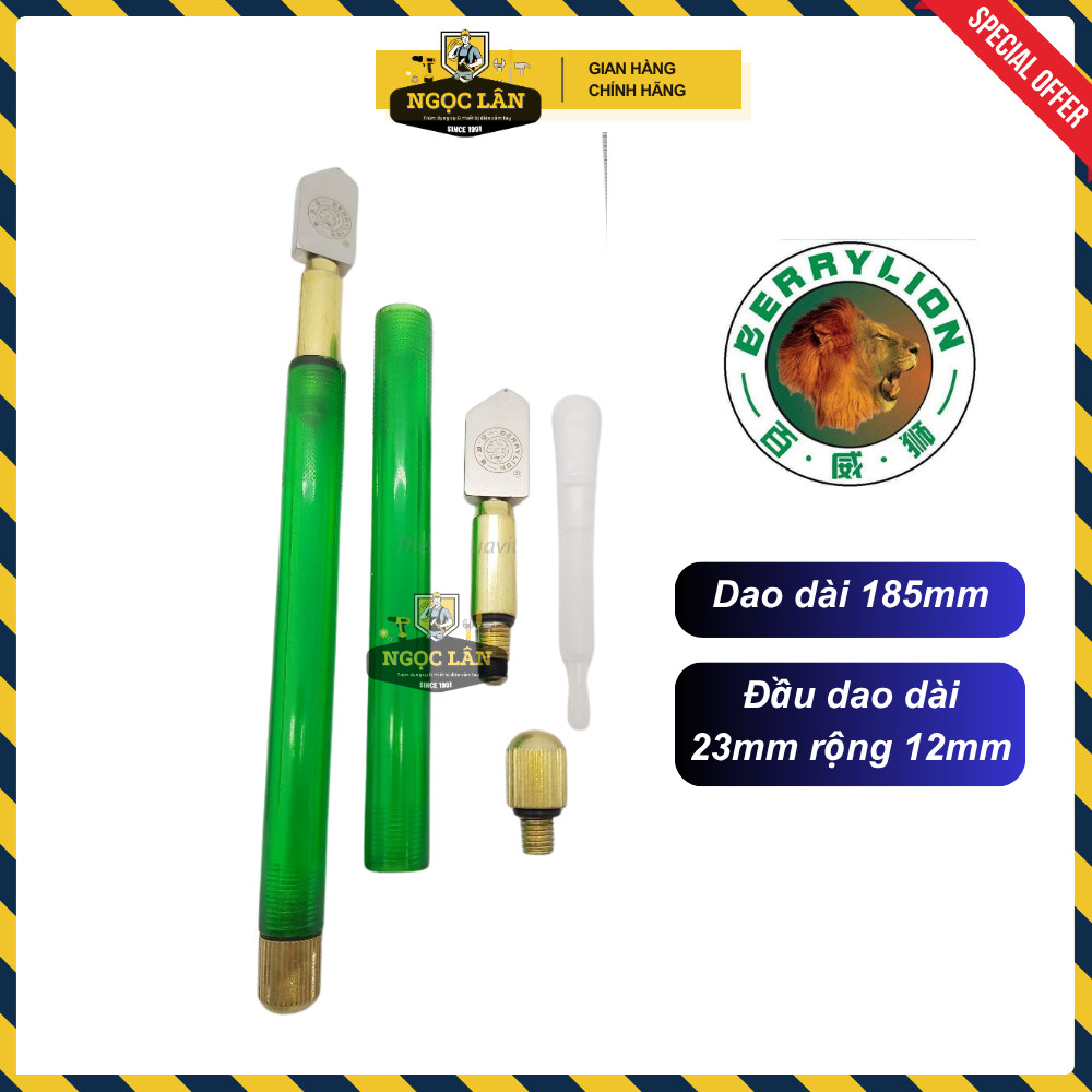 [Chính hãng] Dao cắt kính, cắt kiếng Berrylion loại cán tra dầu cắt kính dày 2-12mm cao cấp