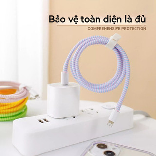 Bộ bảo vệ dây cáp 1.4m chống gãy, dùng cho dây sạc, tai nghe, dây dữ liệu điện thoại