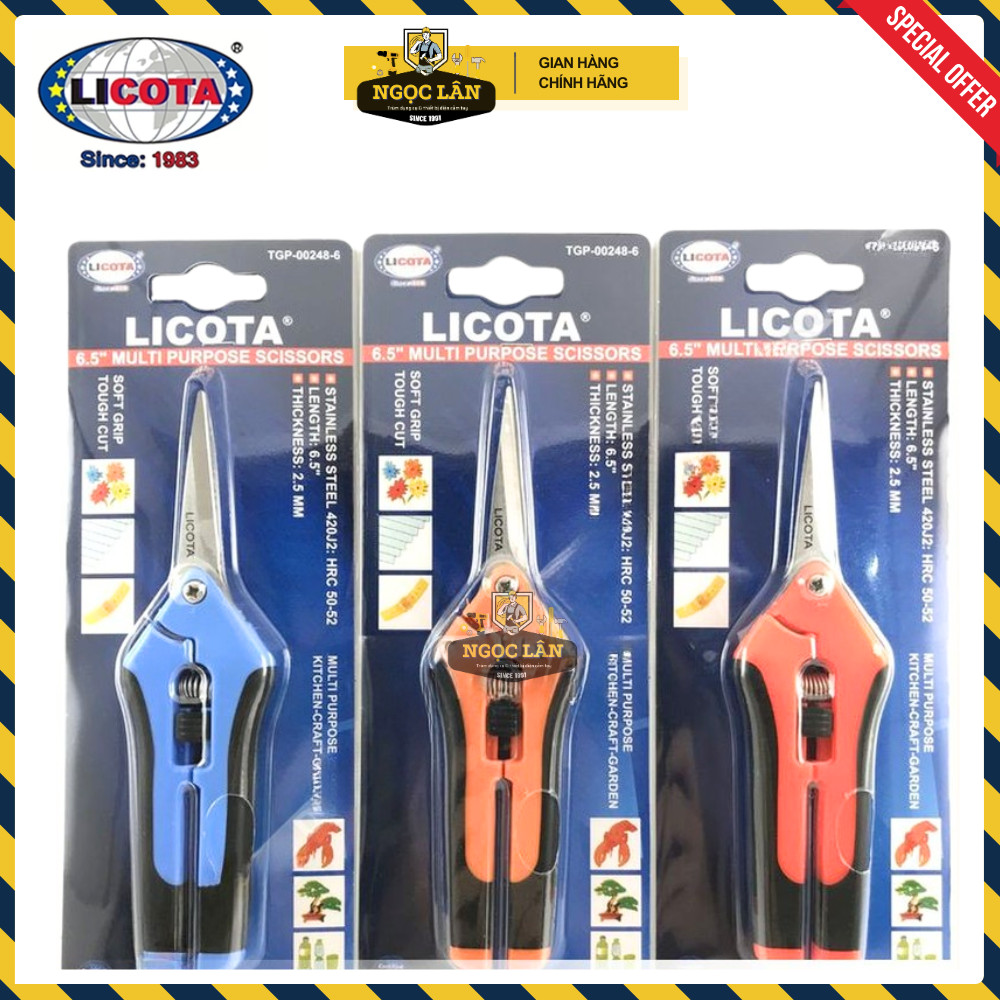 [Chính hãng] Kéo cắt cành Licota 6.5" 150mm kiểu Anh hàng Đài Loan cao cấp (giao màu ngẫu nhiên)