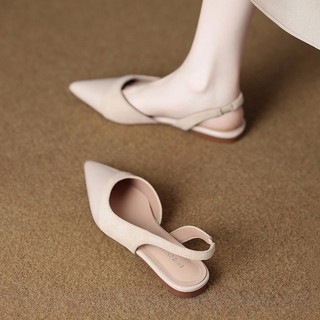 35-42 Dép sandal phẳng mũi nhọn cho phụ nữ với một dây đeo, kích thước lớn, cắt bên