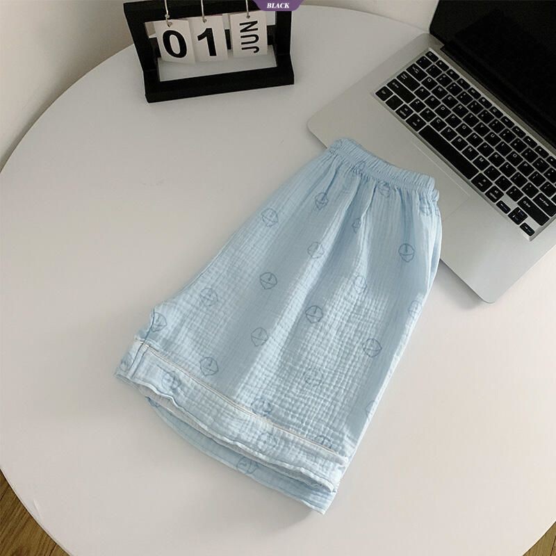 Quần Short ngắn tay mèo Tinkerbell màu xanh ngọt ngào và đáng yêu mới Bộ đồ ngủ thông thường dành cho nữ Bộ quần áo tại nhà mùa hè [BL]