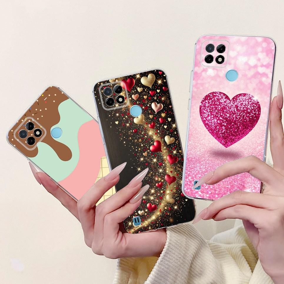Ốp điện thoại Bướm Hoa Sang Trọng Cho Realme C21y C25y RMX3261 RMX3265 Realme C25 C25s Ốp điện thoại Mềm Nơ Trái Tim Tình Yêu