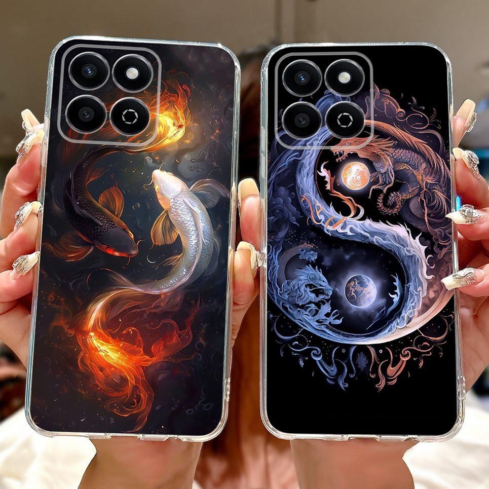 Dành Cho Huawei Honor 200 Smart / Honor X7C 4G / Honor 60 Plus Ốp Điện Thoại Rồng Sư Tử Hổ Cá Koi Vỏ Silicon TPU Mềm Trong Suốt