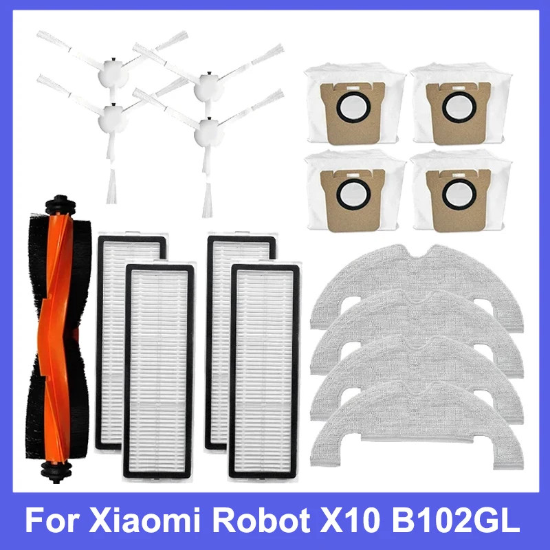 Bộ phận máy hút bụi Robot Xiaomi X10 Bàn chải bên chính Bộ lọc Hepa Cây lau nhà Túi đựng bụi vải