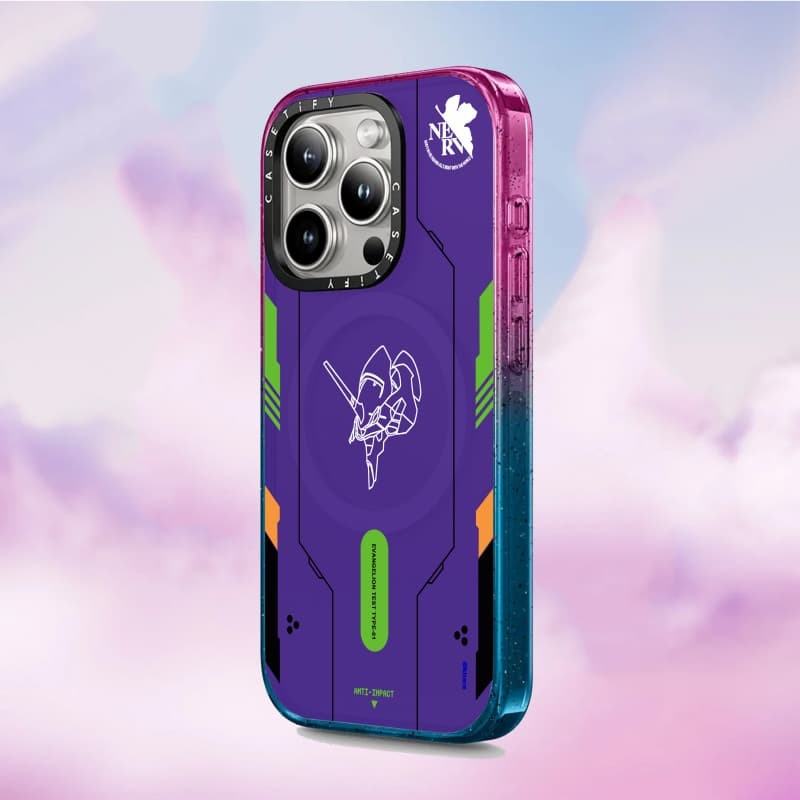 CASECASE X Neon Genesis Evangelion Case Black Edge Peach Haze Cotton Candy Collection Color Clear Hard Case Impact cho Apple iPhone 12 13 14 15 16 Pro Max Plus kèm hộp