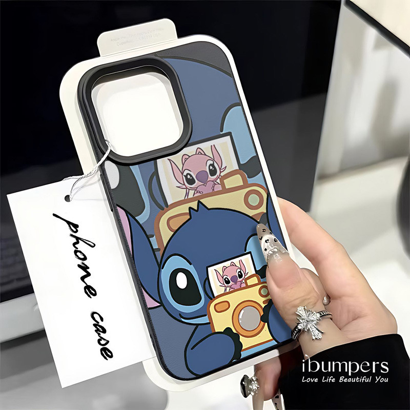 ibumpers Ốp Điện Thoại iPhone Dễ Thương Stitch Thiên Thần Cặp Đôi Họa Tiết Cho IPhone 16 15 14 12 13 11 Pro Max IP 7 8 Plus X XS XR Ốp Lưng Mỏng Silicon Mềm Da Họa Tiết