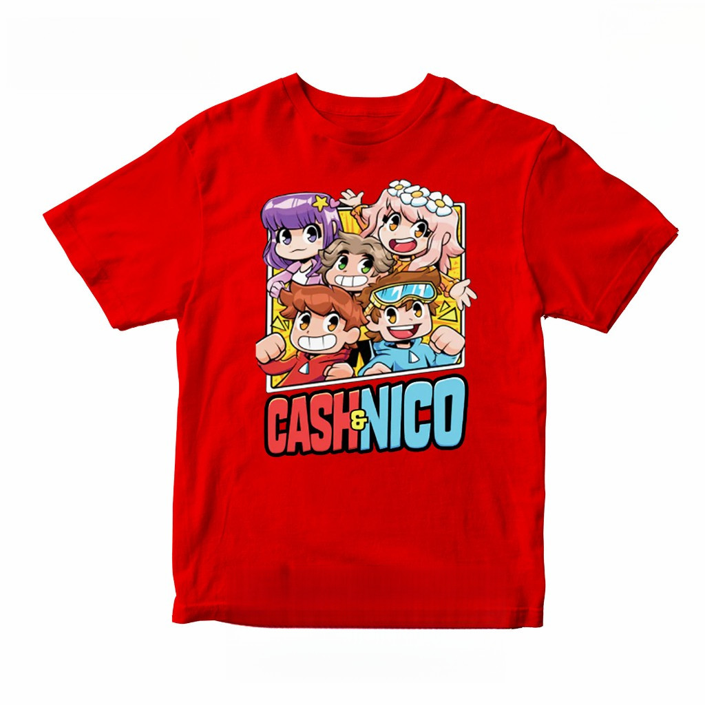 Áo thun hoạt hình 2D cho trẻ em Cash và Nico, 100% cao cấp, tay ngắn