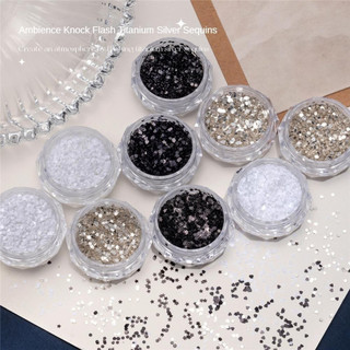 Bộ trang sức sequin Baoshiman 3 hộp/1 bộ, titan bạc, mini ngôi sao, trái tim, sóng, chấm sequin, trang trí móng tay, dụng cụ làm móng cho tiệm nail