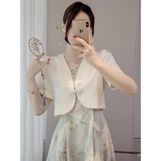 Phụ Nữ Mùa Hè Tay Ngắn Chống Nắng Áo Sơ Mi Mỏng Phong Cách Trung Hoa Jacquard Top Cho Khăn Choàng Ngoài