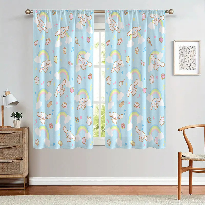 Rèm Sanrio Cinnamoroll, Thích Hợp Cho Phòng Khách, Phòng Ngủ, Máy Có Thể Giặt Màn Polyester 1PC