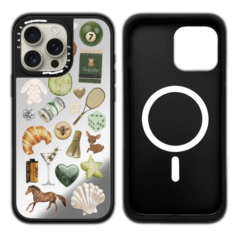 CASECASE X Lucky Croissant Ốp lưng nam châm hút từ tính Vỏ iPhone iPhone 16 15 14 13 12 Pro Max Plus Ốp lưng cứng có hộp khắc logo