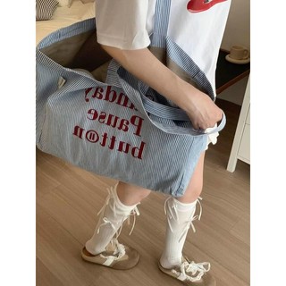 Túi vải sọc phong cách lười biếng kiểu Mỹ cổ điển