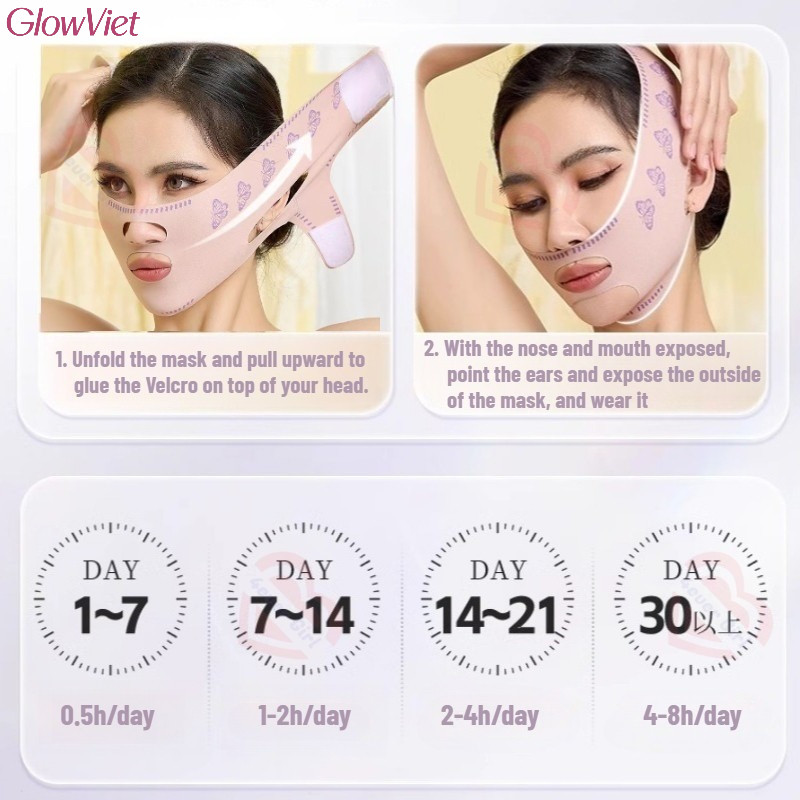 Mặt Nạ Nâng Cơ Mặt Tạo Cằm Chữ v Thon Gọn,Thiết Kế Ôm Khít Cấu Trúc Xương,Ép Kép 360° Định Hình Mặt V-Line