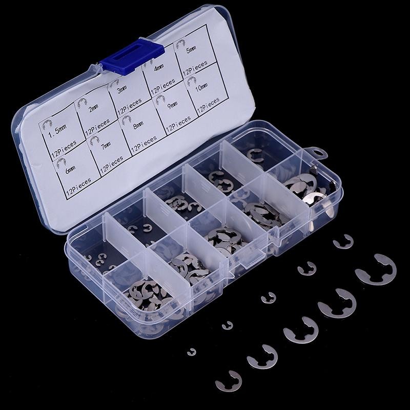 NDY 120 Cái / hộp Thép không gỉ 304 E-Clip Giữ Vòng Tròn Bộ M1.5 ~ M10 N