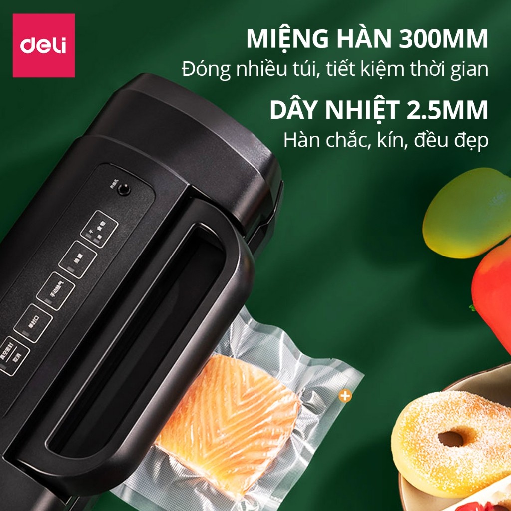 [TẶNG TÚI, ỐNG HÚT + BẢO HÀNH] Máy Hút Chân Không Cao Cấp DELI Tự Động Hàn Miệng Túi Lực Hút Mạnh Bảo Quản Thực Phẩm