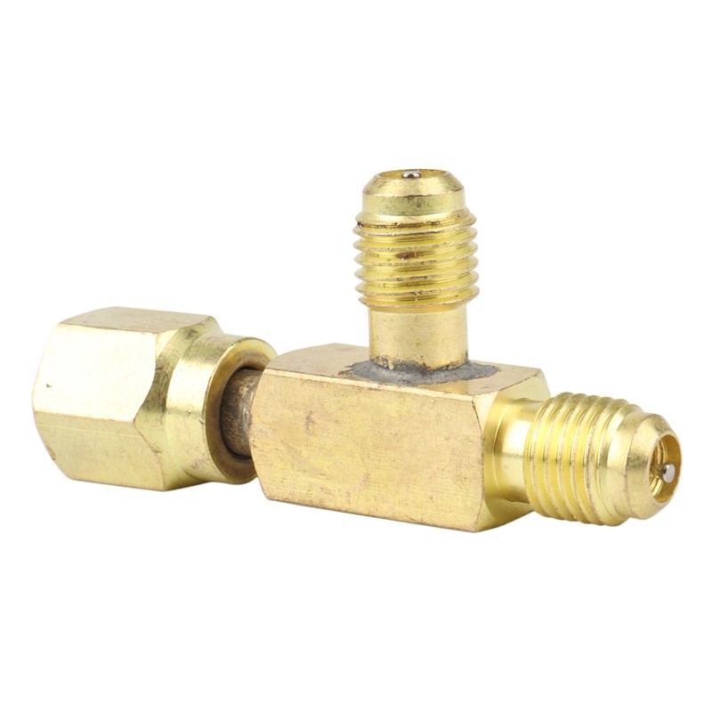 Bộ chuyển đổi Tee bằng đồng thau 1 / 4 inch Nam và Nữ SAE Flare Đầu nối xoay Lắp đặt điều hòa không khí tự động