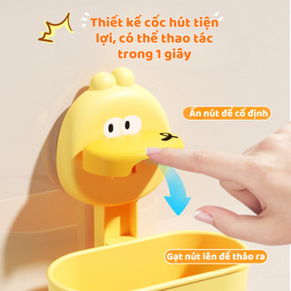 Giá treo cốc và bàn chải đánh răng Luxhome hút chân không, Kệ treo bàn chải kèm cốc  hoạt hình siêu dễ thương
