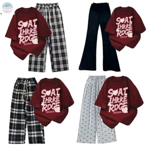 Sét Bộ Quần Áo Mùa Hè Quần Dài + mix áo phông chữ Hồng lên form xinh-QUẦN ÁO 94