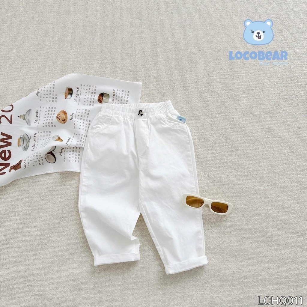 Quần kaki bé trai Locobear LCHQ011 dài basic phong cách Hàn Quốc – quần trẻ em nam size 80-140 (9-29kg)
