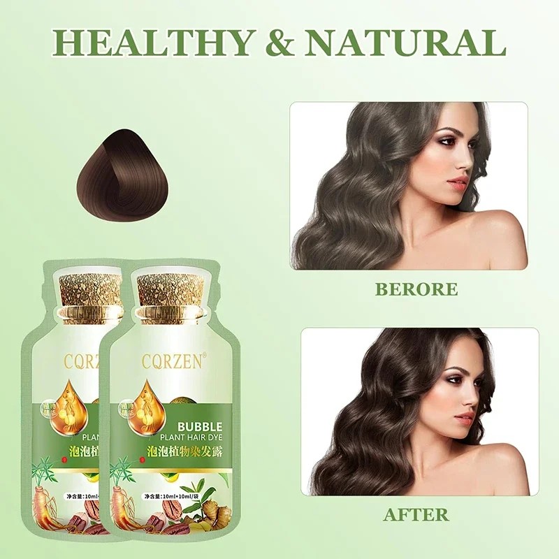 Thuốc nhuộm tóc thảo dược Đen, che phủ bạc, chăm sóc tóc, dầu gội